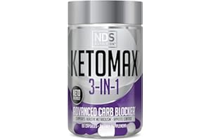 Keto-Max NDS Nutrition Advanced 3-in-1 - Keto Pills for Fat Loss Support Carb Blocker Appetite Suppressant - White Kidney Bean, Chitosan, Raspberry Ketones, and Vanadium (90 Capsules)