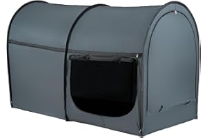 VEVOR Bed Privacy Tent, Pongee Fabric, 4 Doors Breathable Dream Tent with 0.28 in Fiber Poles, Full Size Block Out Light Slee