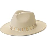 Vane Oak Wide Brim Boho Western Hat for Men - Felt Fedora Hat with Flat Brim with Belt, Western Cowboy Style Panama with Band