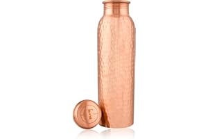 TAYHAA Pure Copper Water Bottle - 32 oz - Indian Handmade Copper Bottle for Drinking Water at Travel, Hiking, Gym, Office, Outdoor - Normal Finish
