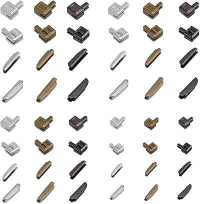 PH PandaHall 12 Sets Metal Zipper Latch Slider Retainer 3 Color Sizes