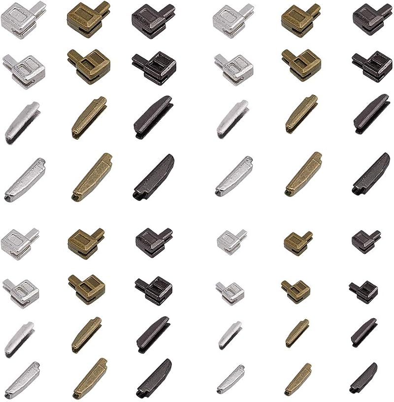 PH PandaHall 12 Sets Metal Zipper Latch Slider Retainer 3 Color Sizes