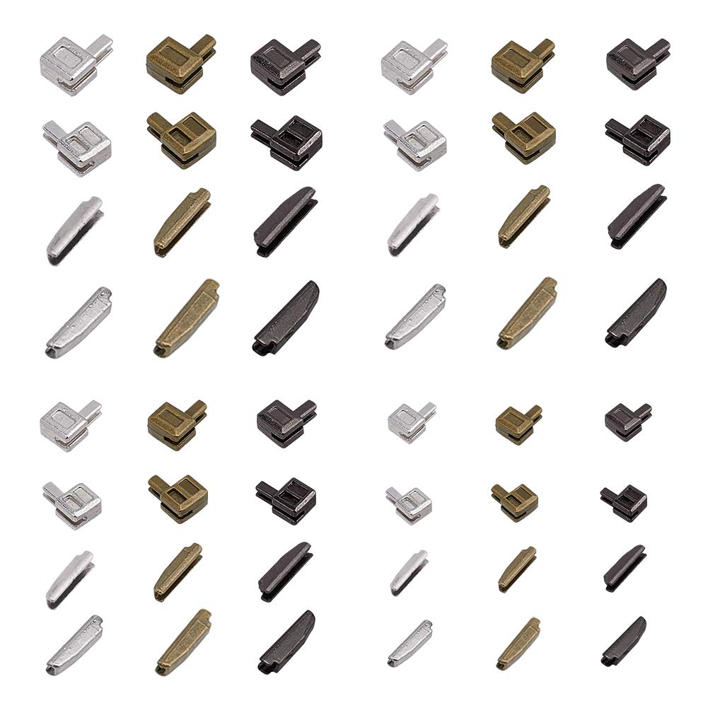 PandaHall 12 Sets Metal Zipper Latch Slider Retainer 3 Color #3#5#8#10 Insertion Pin Zipper Bottom Zipper Stopper for Metal Zipper Zip Sewing DIY