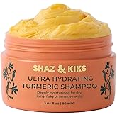 SHAZ & KIKS Ultra Hydrating Turmeric Shampoo | Deeply Moisturizing for Dry, Itchy, Flaky or Sensitive Scalp | Ayurvedic Turmeric & Kokum Butter | Natural, Vegan, Sulfate-Free, Color-Safe | 90ml