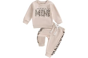 Kupretty Baby Girl Fall Winter Clothes Toddler Outfit Letters Graphic Crewneck Sweatshirts + Joggers Pants Set