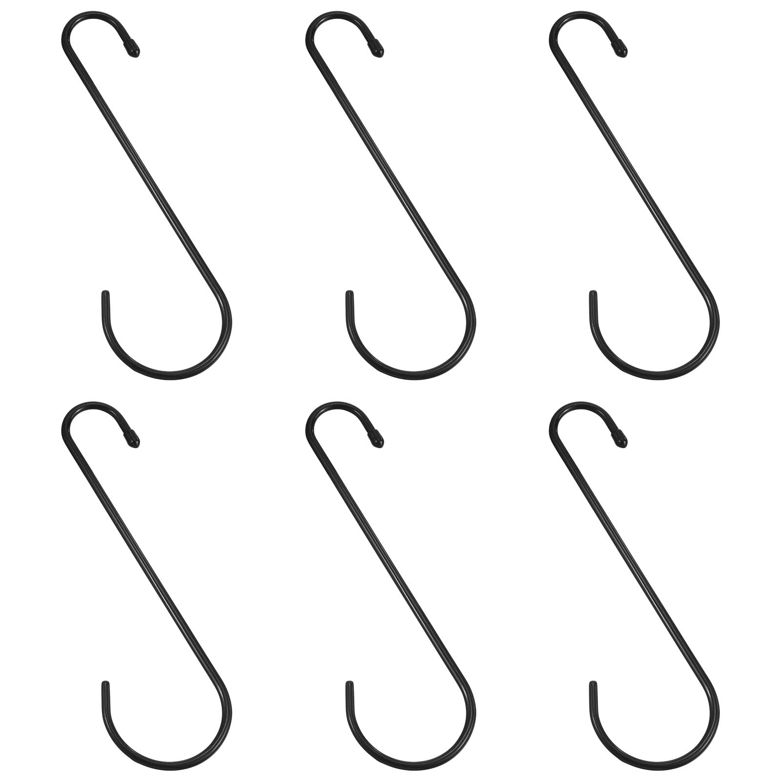 PATIKIL 9" S Shaped Hooks, 6 Pack Multipurpose S Hanging Hooks for Hanging Items in Your Home, Garage, Workshop, Black