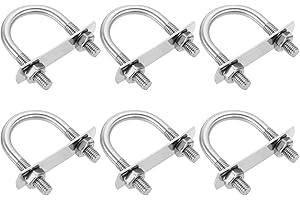 uxcell M8 Round U-Bolts, 6 Sets 38mm(1.5") Inner Width 65mm(2.56") Length 201 Stainless Steel U-Clamp Bolt with Plates & Nuts