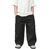 GORGLITTER Boy's Pants Baggy High Waisted Cargo Sweatpants Wide Leg Workout Parachute Pants Streetwear