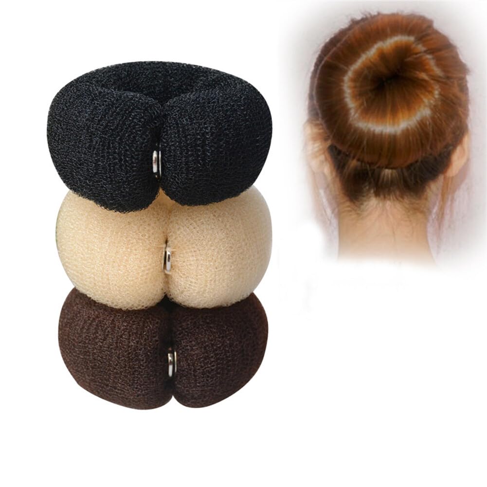 3PCS Donut Hair Bun Maker Ring Style Bun Maker Set Hair Donut Sponge Foam Bun Hair Maker Ring Shaper Snap Roll Bun for Buns Ring Style Ballet Hair Bun Accessories for Women Girls