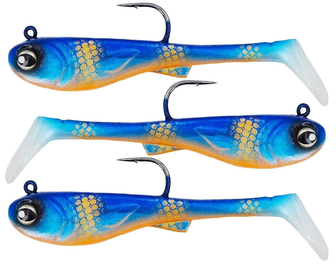FISHN GRUMPYbaby Rubberfish Set - 11cm, 13g - Realistic Movement, 3D Eyes - 3 Pieces (GRUMPYbaby Blue) - Softbait, Swimbait for Pike, Perch, Walleye