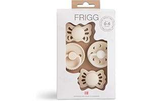FRIGG Baby's First Pacifier​ - Moonlight Sailing 4-Pack | Made in Denmark | BPA-Free (Cream, 0-6 Months)