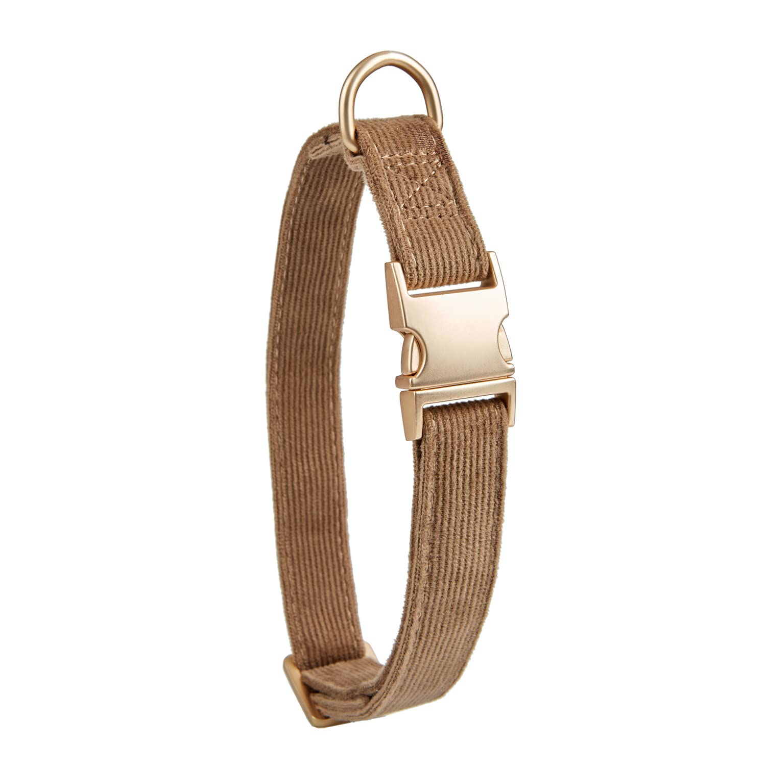 YUDOTE Ultra-soft Dog Collar Natural Cotton Corduroy Made for Large Dogs with Sensitive Skin,Coffee Brown