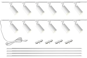 LRAEMXG Plug in Track Lighting with Power Cord, 12-Light GU10 Track Lighting Kit with 13FT H Type Track Lighting Rails, Modern Kitchen LED Track Lighting Fixtures Ceiling Spot Light, White (No Bulbs)