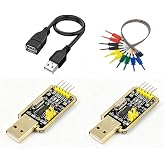 2-Pack USB to TTL Serial Adapter with 1m Cable &amp; 10 Test Clips, CH340G USB to UART Converter Module for Microcontroller Programming, Development Board &amp; Router Flashing