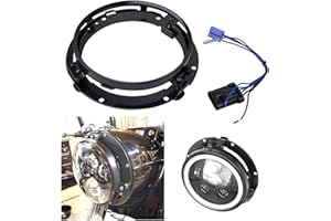SKUNTUGUANG 7" 7 Inch headlight Ring Mounting Bracket with Wire Harness Adapter for Motorcycle Street Glide Road King Electra Glide Headlight bracket(Black)