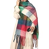 MININAI Chunky Winter Scarfs for Women Cold Weather Warm Knit Thick Plaid Scarf Long Large Oversized Checked Scarves