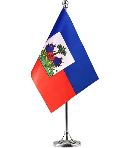 2-Pack Haiti Flag Mini Table Flags With Stand - Small Desk Flags For International Events & Decor - View #7