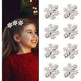 8 Pcs Snowflake Hair Clips Shinny Rhinestone Snowflake Hairpins 1.2 Inch Xmas Hair Barrettes Winter Hair Accessories Alligator Clips for Women Girls Christmas Party Supplies