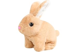 Teotopoa Bunby - My Realistic Bunny Toy,Vitality Bliss Bunny,Hopping Bunny Toy,Rabbit Plush Interactive Toys,Wiggle Ears Twitch Nose,Electric Rabbit Toys with Sounds and Movements (Brown)