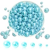 2020PCS No Hole Craft Pearl Beads - Assorted Sizes (4mm-16mm) for Vase Filler, DIY Crafts, Candles Centerpiece, Wedding Centerpieces (Blue)