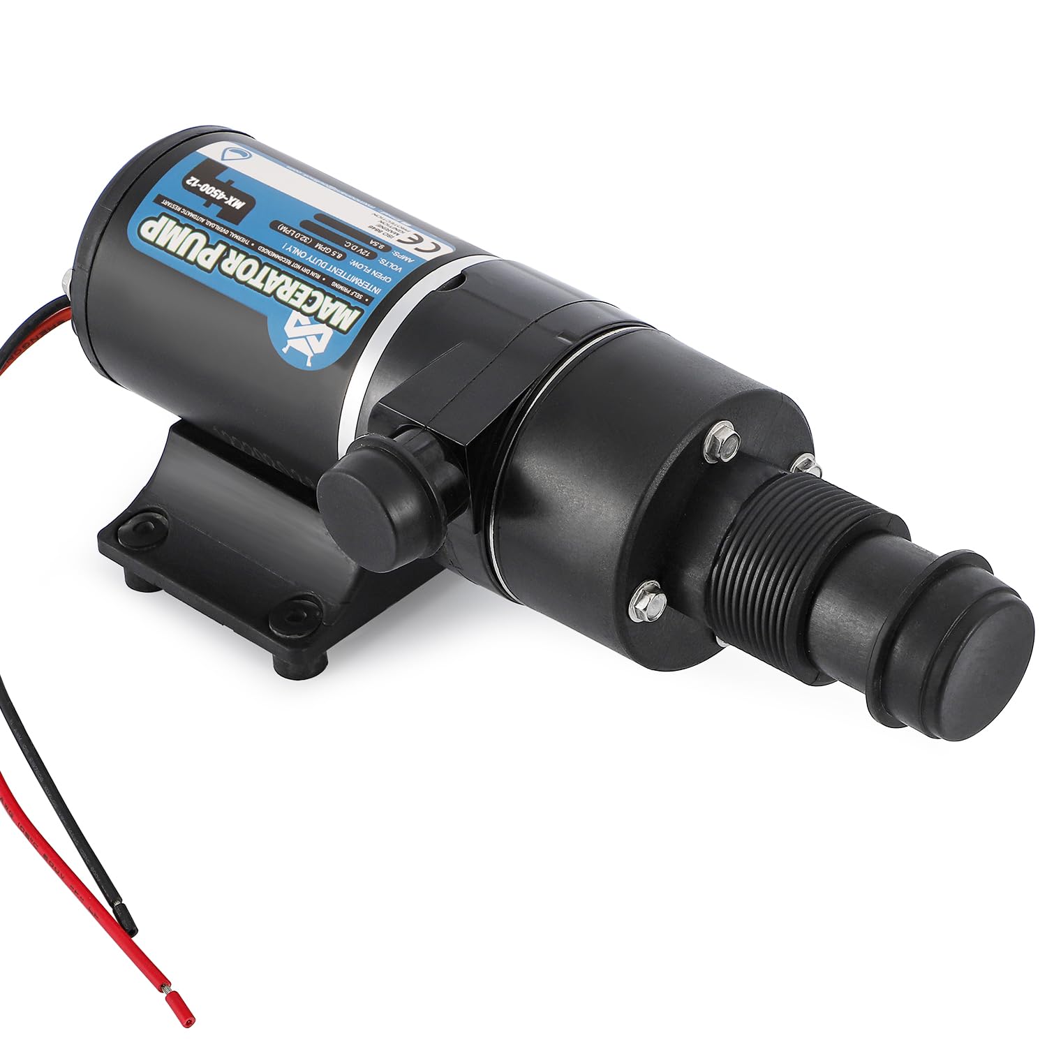 Mxmoonant 12V DC Macerator Pump, Waste Sewage Pump, 32Lpm, 114W, with 4-Blade Cutter, Overload Protection, Low Noise, for RV, Boat, Toilet, Kitchen, Livestock Farm