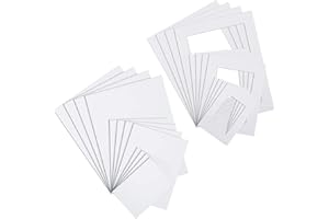 NNFEPRT 24 Pieces Packaging Photo Set, Includes 12 Pre-Cut White Picture Mat Anti-Acid Display Frame and Core Bevel Cutting B