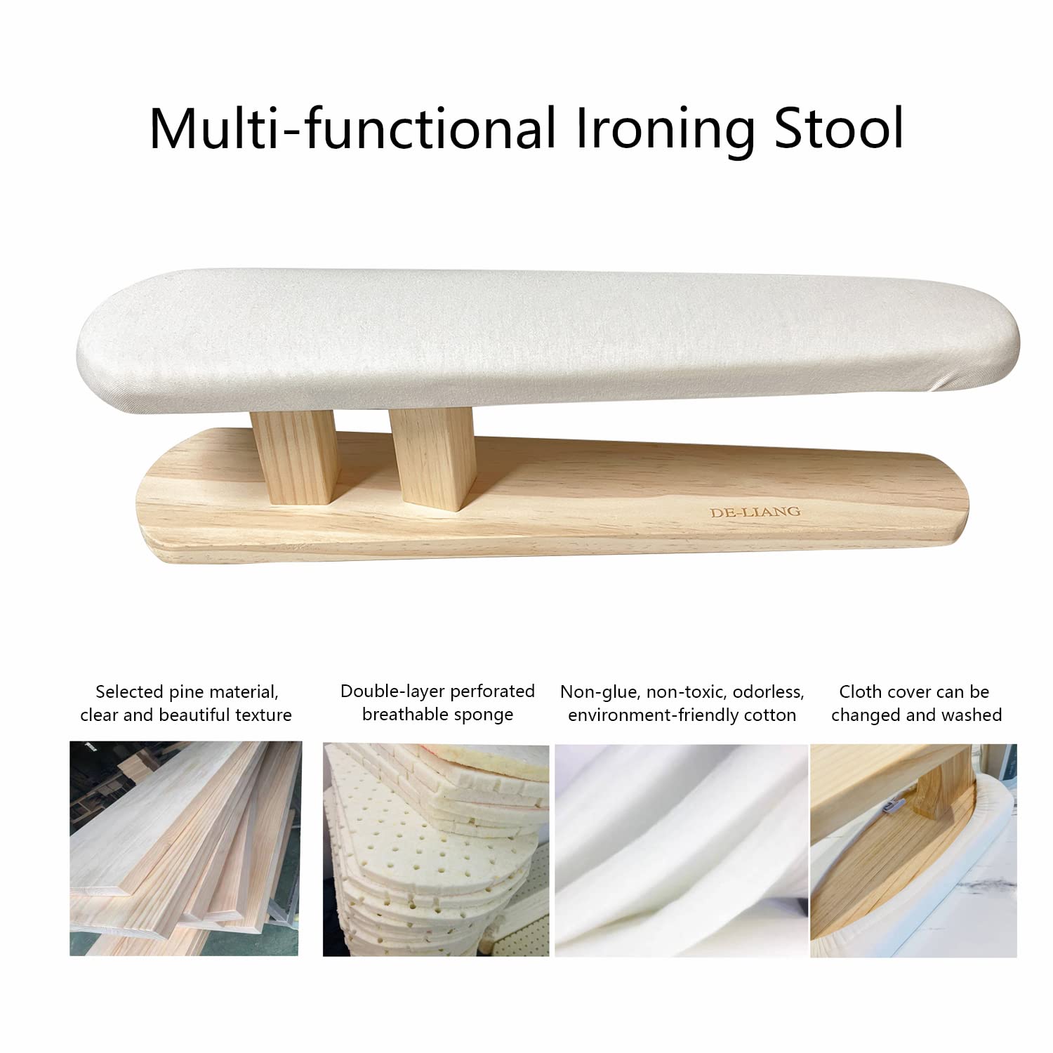 DE-LIANG Padded Chest & Sleeve Tailor Ironing Board Long with Wooden Base for Household Tools, Tailor Dress Forms, Travel Use