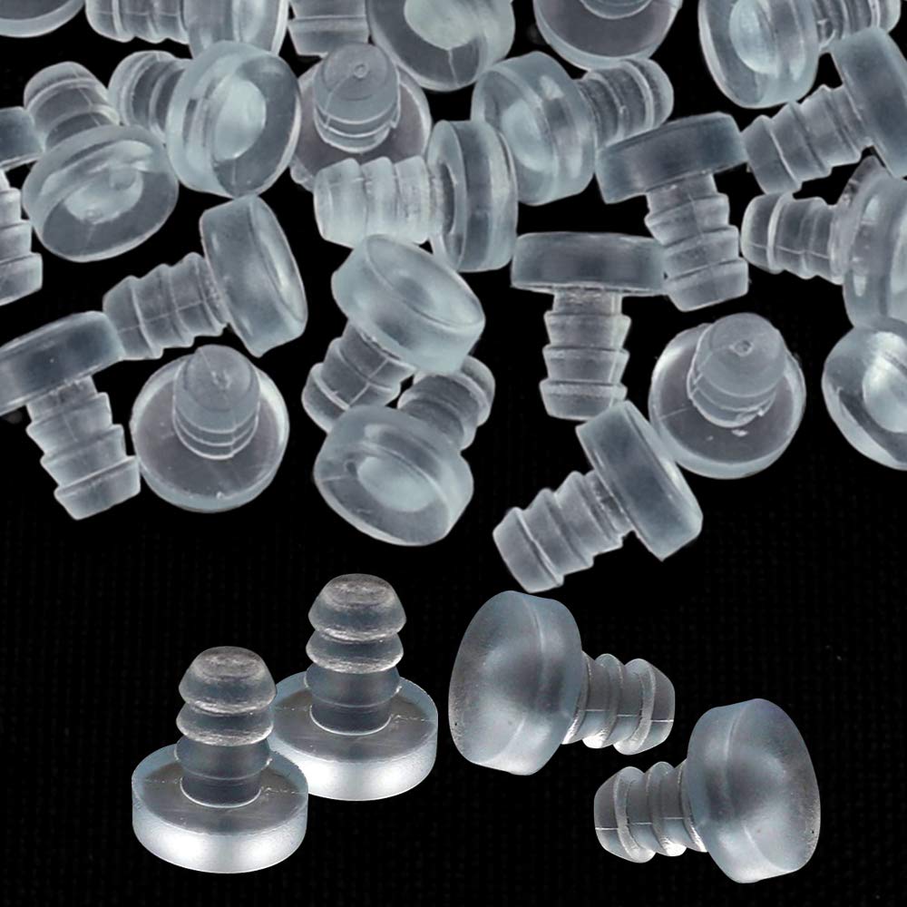 OLRWSLG 40Pcs Glass Top Table Bumpers Anti-Collision Clear Soft Stem Bumper Cabinet Door Bumpers Cabinet Bumpers with Stem for Cabinet Drawer Furniture Door Top Spacers (Fit 3/16 Inch Hole)