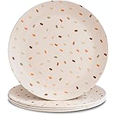 Nook Theory 4 Pack Reusable Bamboo Plates - Non-Toxic Toddler and Kids Plate, Dishwasher Safe, Not Microwavable Dinnerware (Confetti 8")
