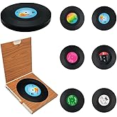 DIYOMR 6Pcs Vinyl Record Coasters, 4" Coasters for Coffee Cup Drinks Car Home/Office Tabletop Decor (6Pcs Vinyls)
