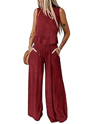Dokotoo Pants Sets Women 2 Piece Outfits Sleeveless