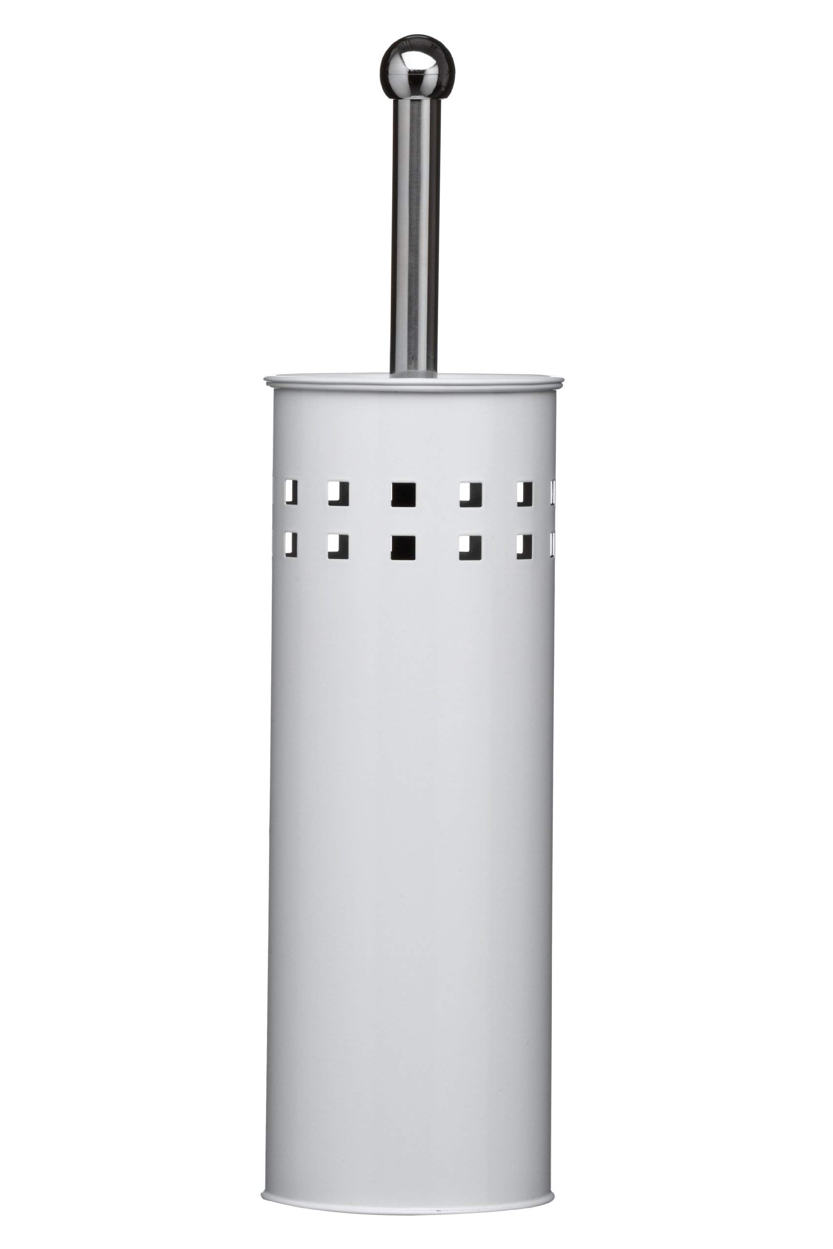 Premier Housewares Square Design Toilet Brush and Holder, 38 x 10 x 10 cm - White