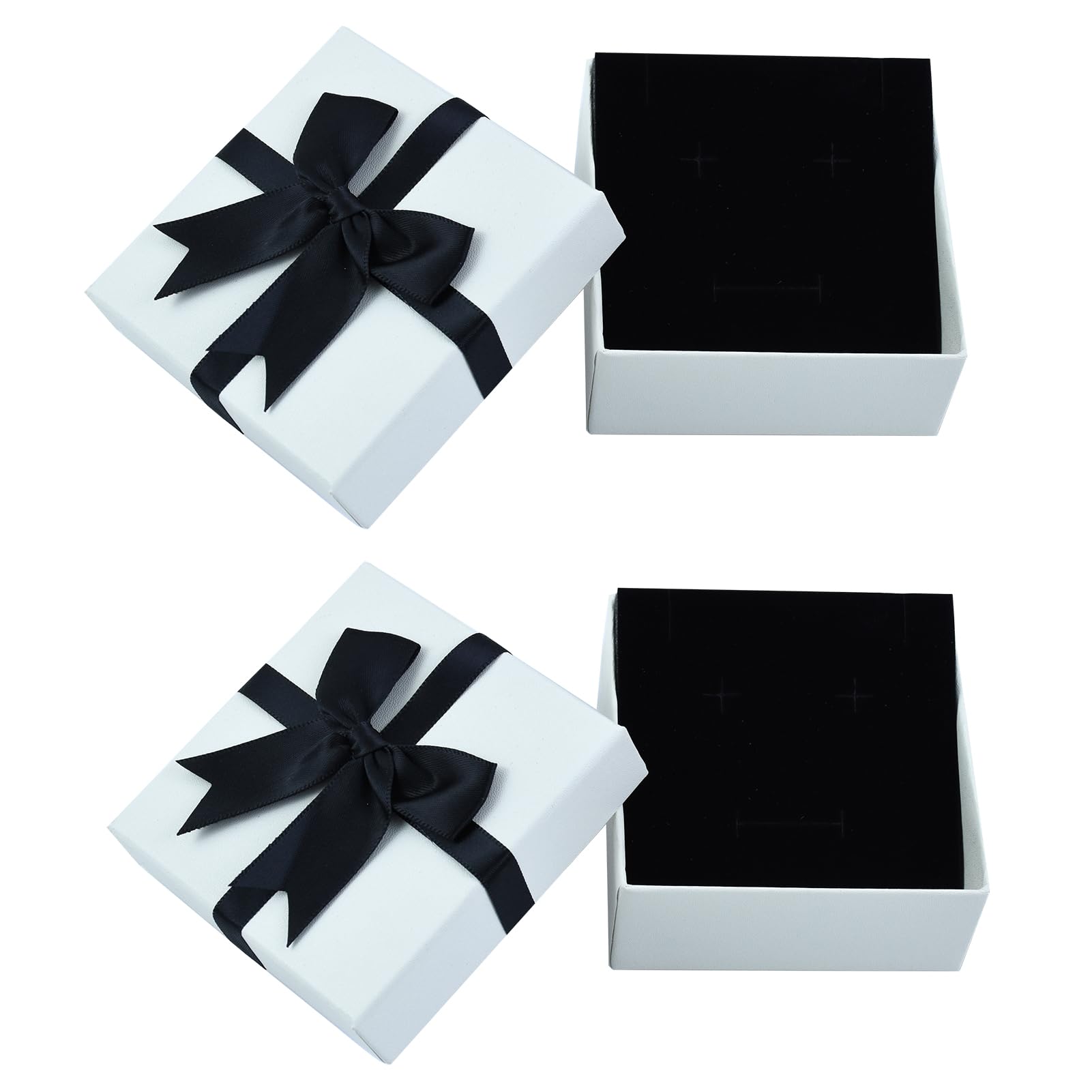 2 Pack Small Gift Boxes with Lids, 9X9X4cm Cardboard Jewellery Gift Boxes White Kraft Jewellery Boxes Paper Jewelry Gift Boxes Jewelry Boxes Packaging with Ribbon for Presents Necklace Bracelets