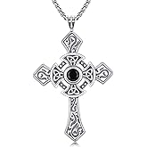 StoryEtain Cross Necklace 925 Sterling Silver Cross Pendant Crucifix Necklace Christian Jewelry Gifts for Men Women