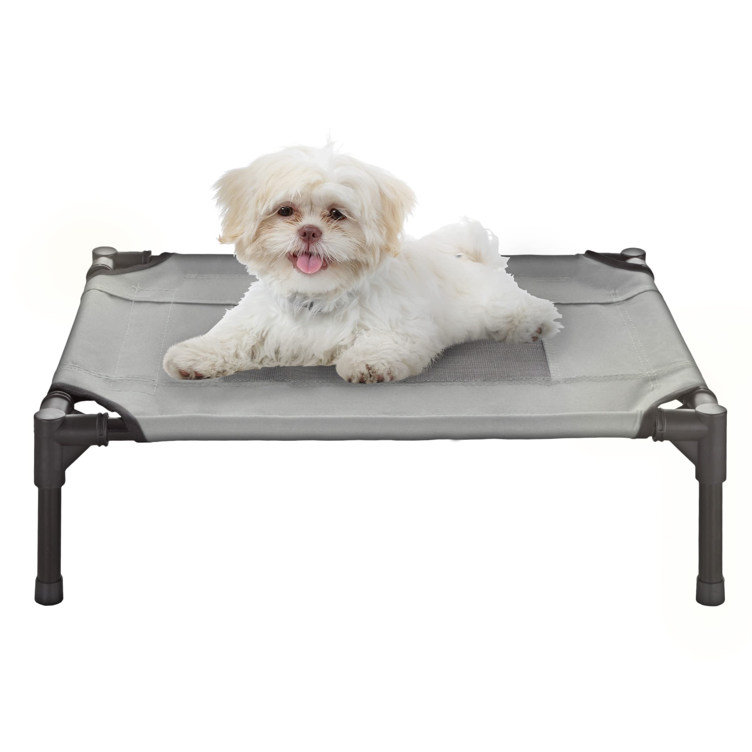 Petmaker Elevated Pet Bed-Portable Raised Cot-Style Bed W/Non-Slip Feet, 24.5”x 18.5”x 7” for Dogs, Cats, and Small Pets-Indoor/Outdoor Use (Gray)