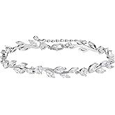 SWEETV Cubic Zirconia Wedding Bridal Bracelet for Brides,Bridesmaids, Silver Crystal Elegant Tennis Bracelet for Women Prom Jewelry Gifts