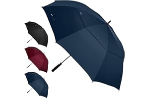 JPAXI Premium Black Windproof Golf Umbrella - 62/47/54 Inch Large Oversize Design for Rain Automatic Open Ultimate UV Protection- Water Repellent Double Canopy Vented - Best Sport Umbrella
