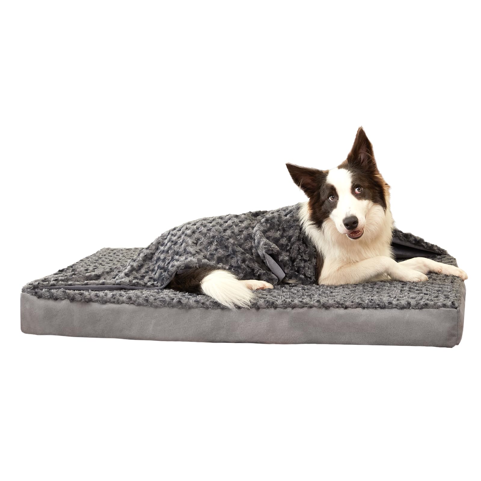 Photo 1 of GOHOO PET Orthopedic Memory Foam Bed for Large Dogs, Waterproof Cooling Pet Mats for Crate with Removable Washable Cover,Ideal for Arthritic Dogs (X-Large-41"x 29" x 4", Rose Plush+Blanket)