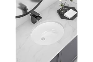 Lofeyo Undermount Bathroom Sink, 18''x15'' Oval Undermount Bathroom Sink White Porcelain Ceramic Bathroom Vessel Sink Under Counter Vanity Sink Top Bowl Lavatory Basin, inner dimension 16" x 13"