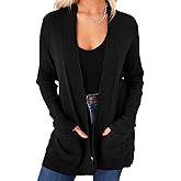 imesrun Womens Open Front Cardigans Casual Long Sleeve Classic Knit Sweater Outerwear with Pockets
