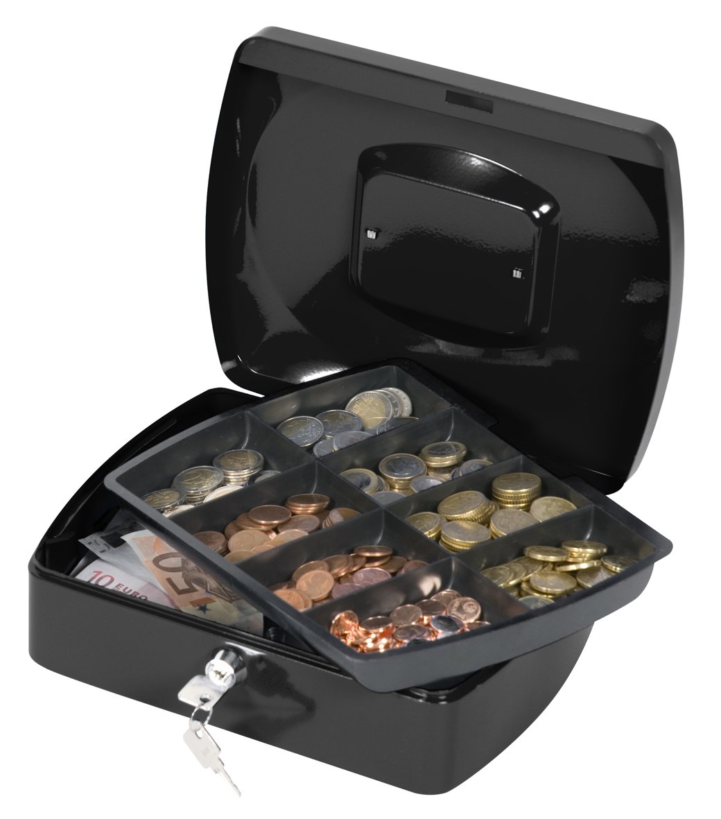 Q-Connect Cash Box 10 Inch Black