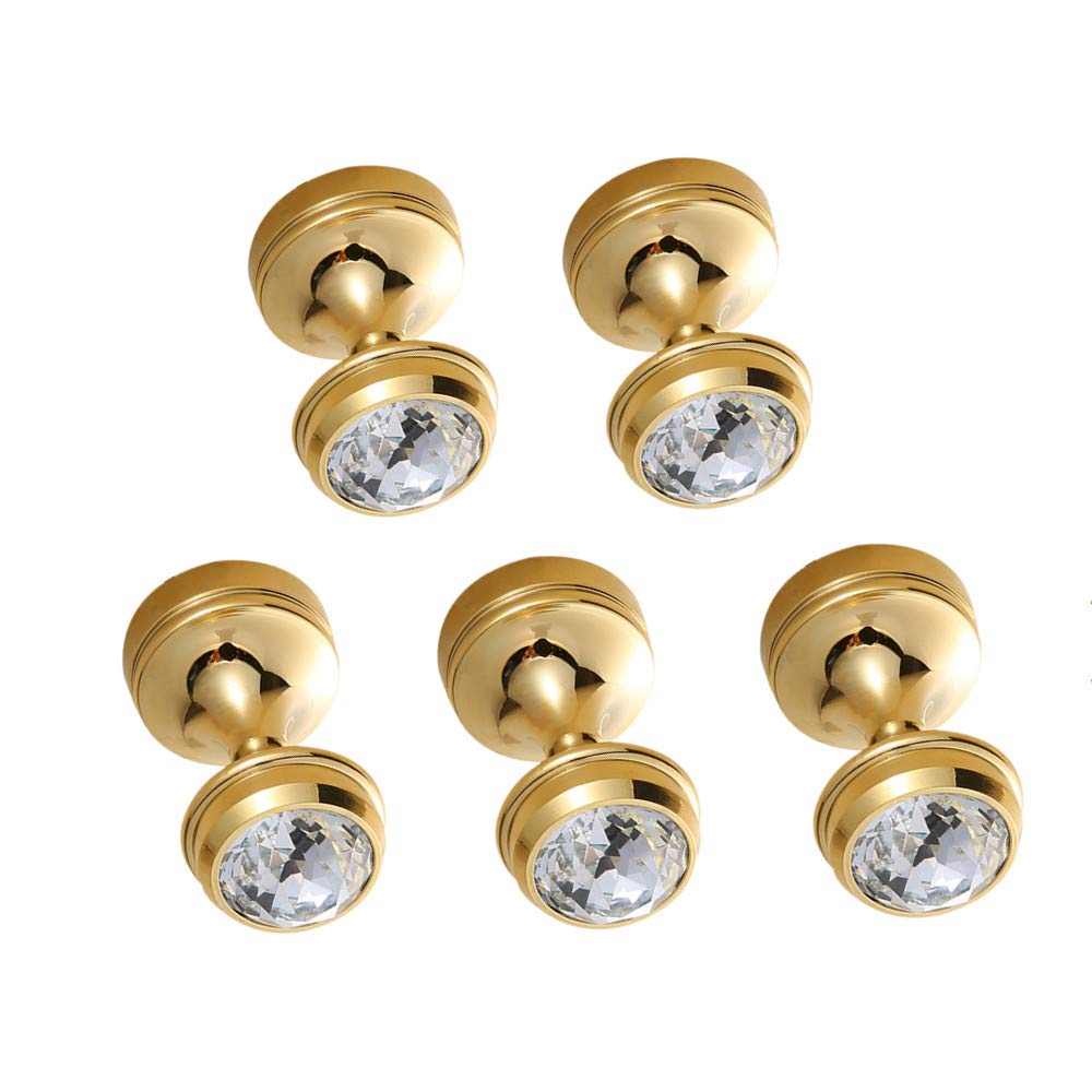 WOMAO Luxury Towel Hook, 5 Pieces Clothes Hook, Gold Robe Hook, All Solid Brass Construction for Bathroom Wall Mounted Polished Gold Finished European Style with Crystal