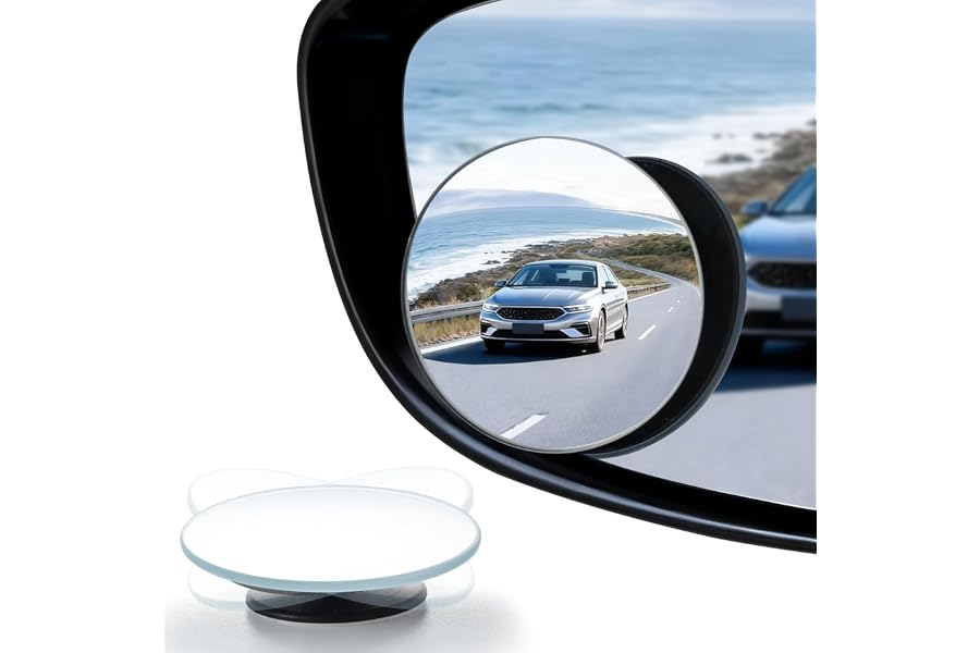 LivTee Blind Spot Mirror, 2" Round HD Glass Frameless Convex Rear View Mirrors Exterior Accessories with Wide Angle Adjustabl