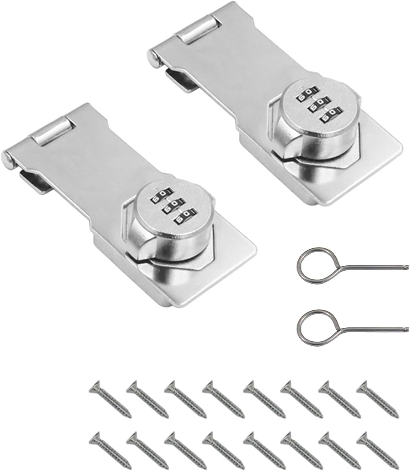 2X 110mm Mechanical Password Rotary Hasp Locks Door Security Slide Latch Lock (Silver)