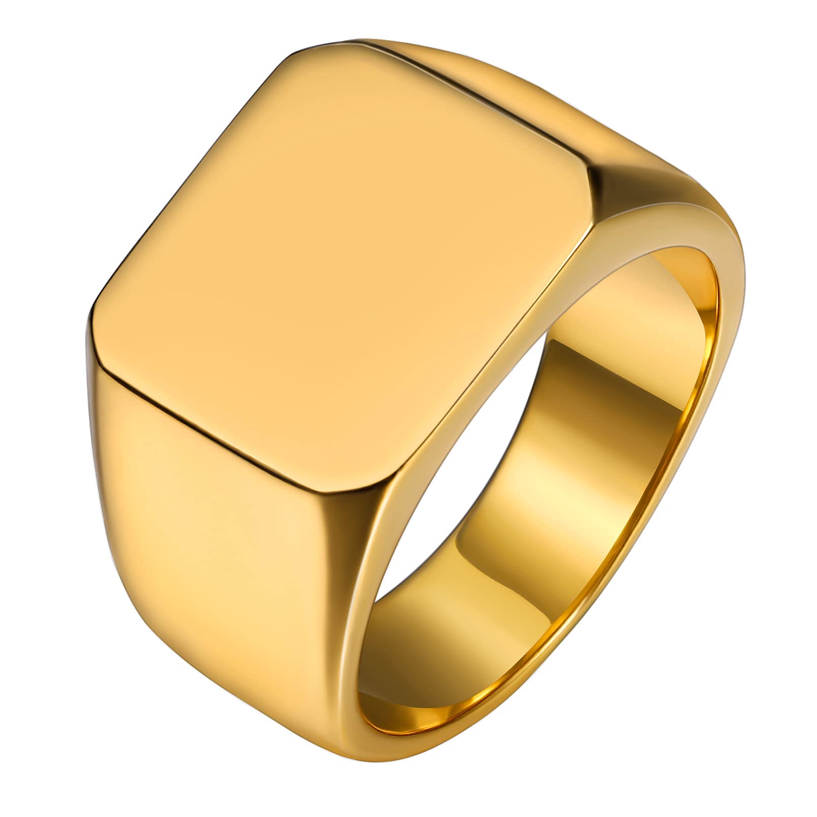 Custom4U Biker Rings for Men Sturdy Gold Plated Thumb Signet Ring