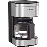 KRUPS Simply Brew Compact 5 Cup Coffee Maker: Stainless Steel Design, Pause &amp; Brew, Keep Warm, Reusable Filter, Drip-Free Carafe