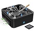 GESPERT Multifunctional Smokeless Ashtray for Cigarette Smoker, USB Rechargeable Smoke Grabber Ash Tray for Indoor Outdoor Home Office Car (Black)