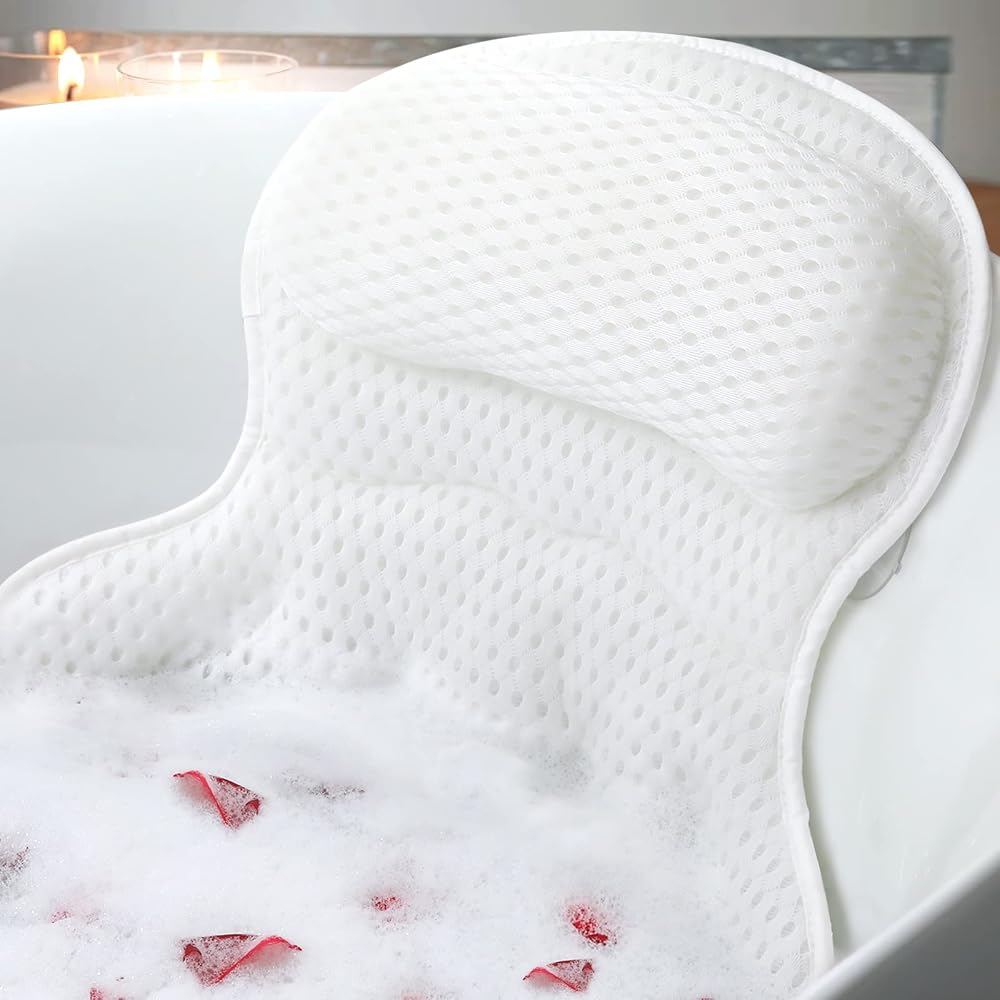 Ozyalo Bath Pillows for Tub, Luxury Bathtub Pillow for Head & Neck Support | Soft 4D Air Mesh Bath Pillow, 6 Non-slip Suction