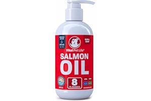VITAL PET LIFE Salmon Oil for Dogs & Cats - Healthy Skin & Coat, Fish Oil, Omega 3 EPA DHA, Liquid Food Supplement for Pets, All Natural, Supports Joint & Bone Health, Natural Allergy & Inflammation Defense, 8 oz