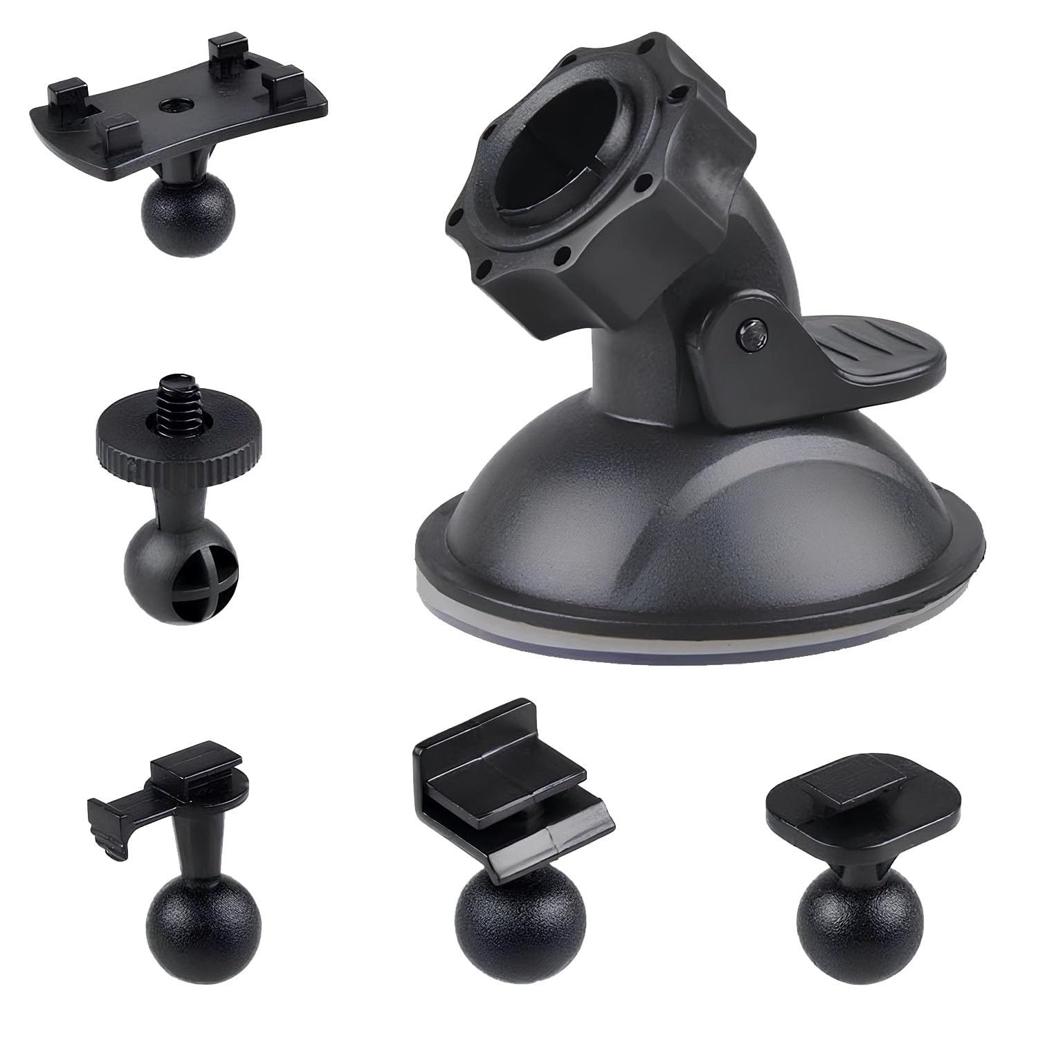 Yhuasia Car Suction Cup, Dash Cam Video Holder, Suction Cup Mount, Cup Mount Dash Cam, Dash Cam Holder, with 5 Types Adapter, for Driving DVR Camera Camcorder GPS Action Camera